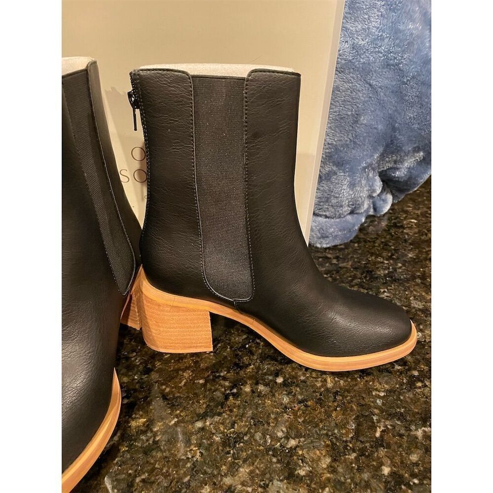 Oasis Society Olivia Women's Black Chelsea Boots Chunky Heel Round Toe 7.5 - Picture 4 of 8
